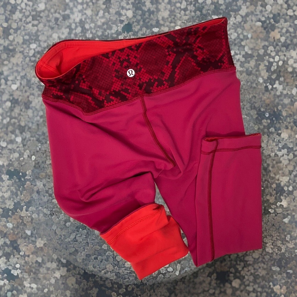 Lululemon Wunder Under Crop Leggings Womens 6 Reversible Colorblock Training